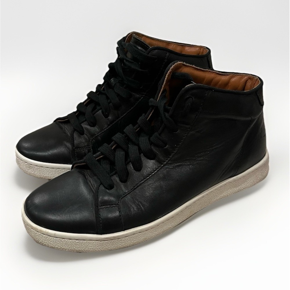 Frye Lena Womens Size 7.5 /38EU Black Leather High-Top Sneakers Lace Up Classic